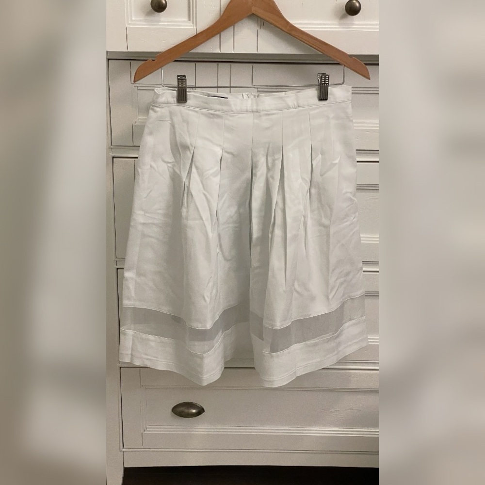 Mario Serrani White Pleated Skirt with Sheer Panel